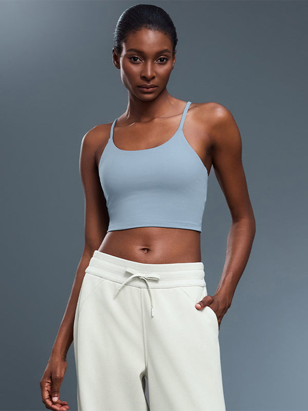 Flexvibe Backless Shockproof Sports Bra - Thin Straps Padded Cups High Elastic