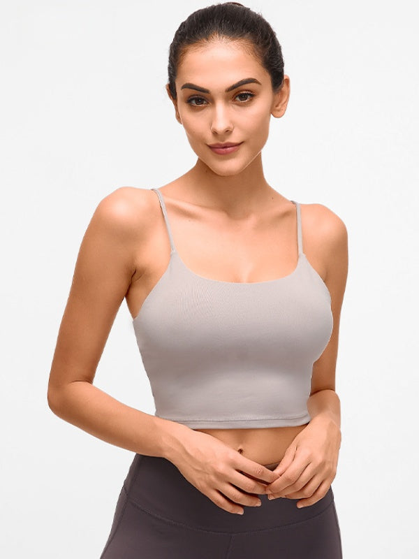 Flexvibe Backless Shockproof Sports Bra - Thin Straps Padded Cups High Elastic