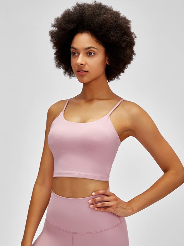 Flexvibe Backless Shockproof Sports Bra - Thin Straps Padded Cups High Elastic