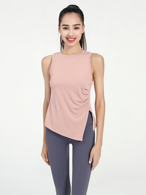 Flexvibe Ruched Waist Tank Top Quick Dry Breathable Sleeveless Gym Wear