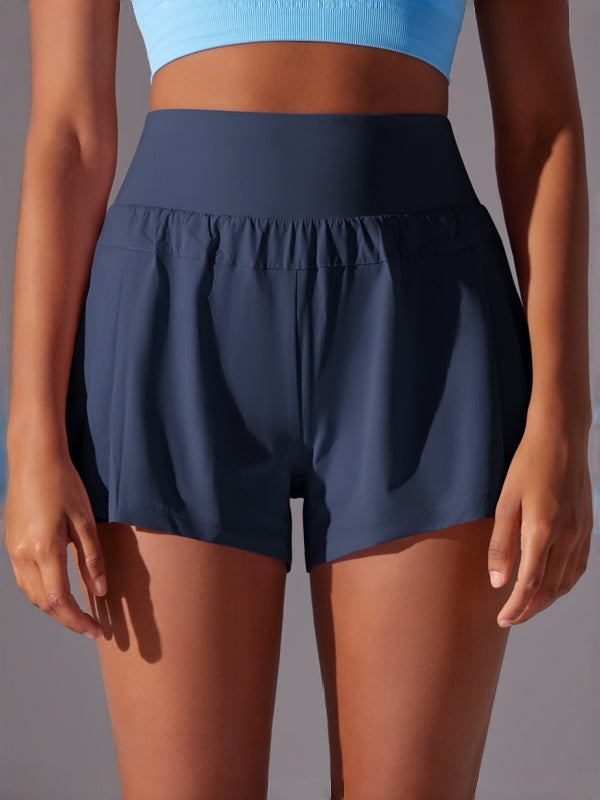 Flexvibe Stretchy Double-Layer Athletic Shorts - High-Waisted Breathable Tennis Yoga