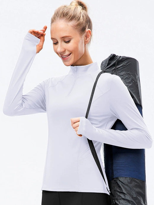 Flexvibe Quick-Dry Lightweight Running Top | Half-Zip, Thumbhole, Slim Fit, 5 Colors, XS–2XL