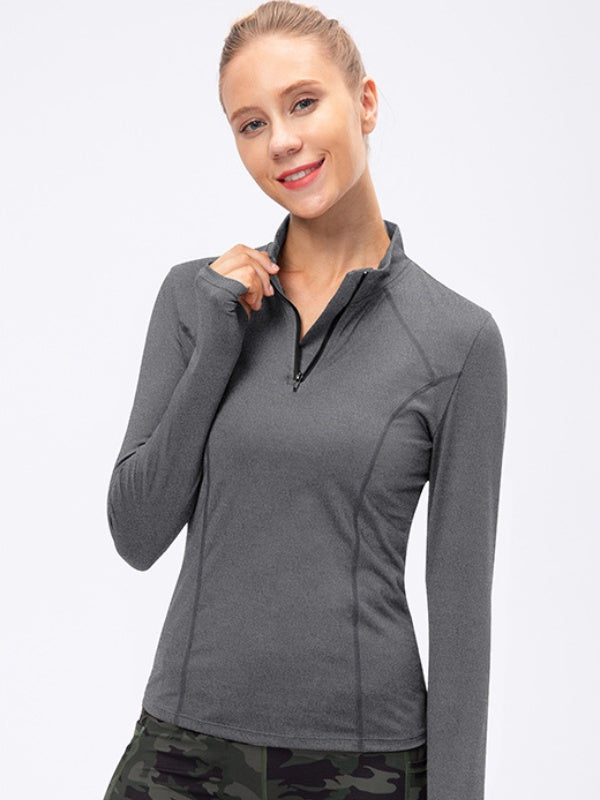 Flexvibe Quick Dry Lightweight Running Top - Slim Fit Figure Flattering Long Sleeve