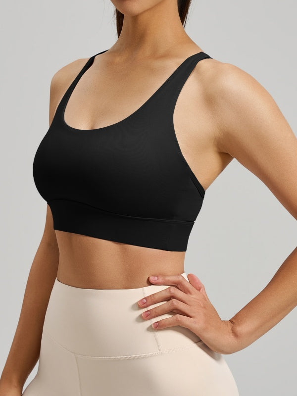 Flexvibe Mesh Crisscross-Back Sports Bra - Wireless Breathable Non-Slip Yoga Gym Top