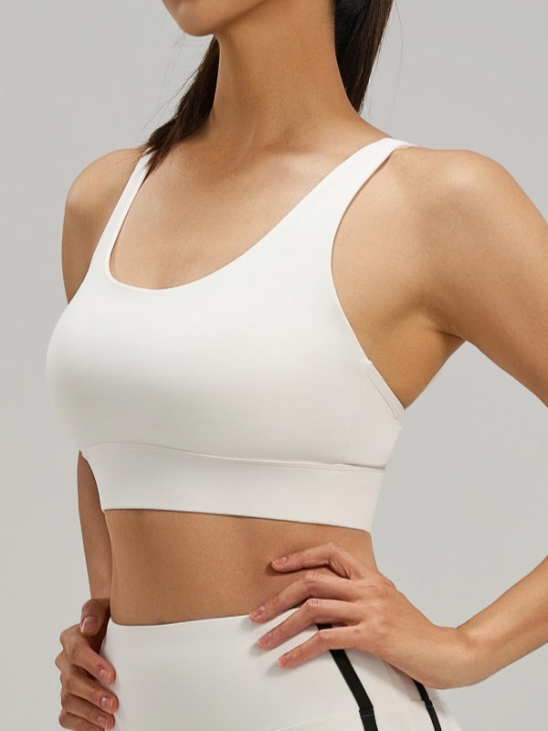 Flexvibe Mesh Crisscross-Back Sports Bra - Wireless Breathable Non-Slip Yoga Gym Top