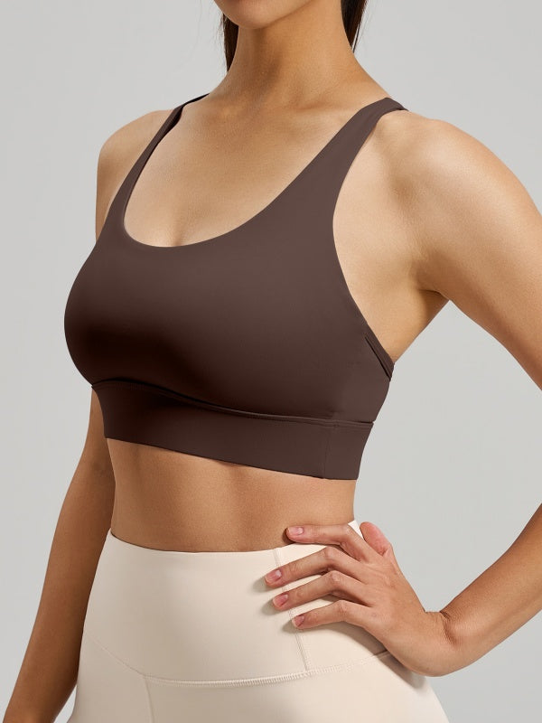 Flexvibe Mesh Crisscross-Back Sports Bra - Wireless Breathable Non-Slip Yoga Gym Top