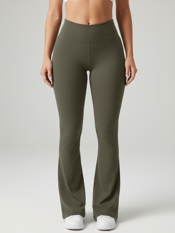 High-Waisted Cargo Flare Yoga Pants - Sculpting Tummy Control Fitness Leggings