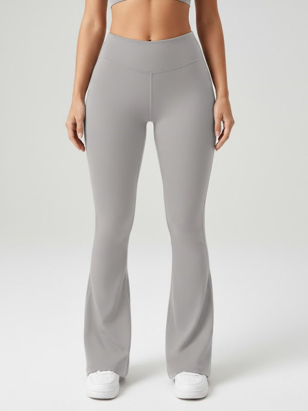 High-Waisted Cargo Flare Yoga Pants - Sculpting Tummy Control Fitness Leggings
