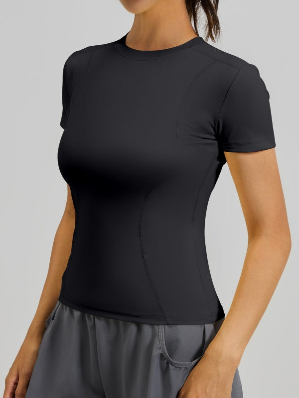 Flexvibe High Elastic Sports Tee Crew Neck Slim Fit Skin-Friendly Figure Flattering
