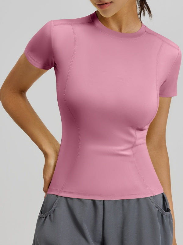 Flexvibe High Elastic Sports Tee Crew Neck Slim Fit Skin-Friendly Figure Flattering