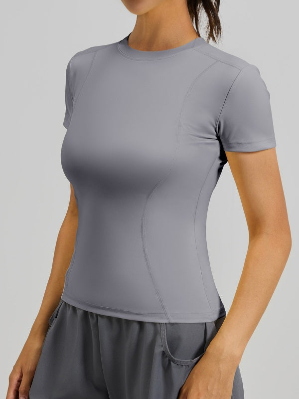 Flexvibe High Elastic Sports Tee Crew Neck Slim Fit Skin-Friendly Figure Flattering