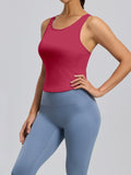Flexvibe Crew Neck Sports Tank Top with Built-in Bra - Non-Slip Breathable Yoga Gym Workout Top