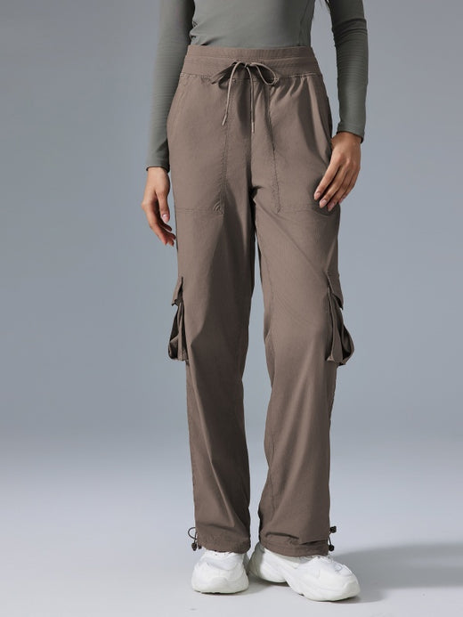 Flexvibe High Waisted Straight Leg Cargo Pants | Drawstring, Flip-Top Pockets, Adjustable Cuffs, 8 Colors, XS–XL