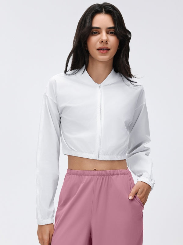 Flexvibe Women's Slim Waist Cropped Jacket, Lightweight Zip Up Outdoor Fitness Sports Coat