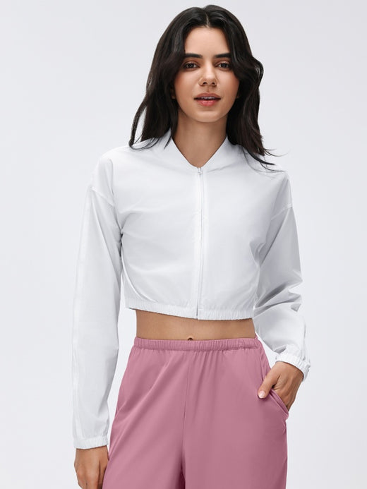 Flexvibe Slim Waist Cropped Sports Jacket | Lightweight Zip-Up, S–2XL, 4 Colors