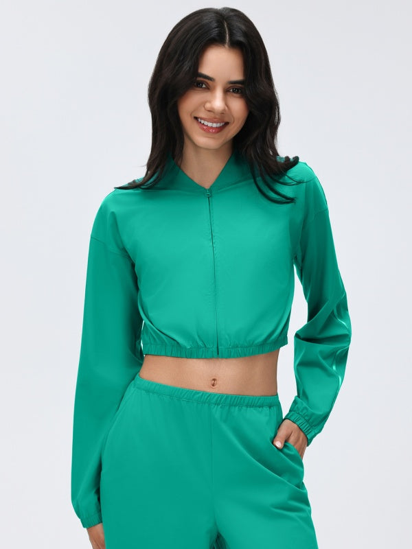 Flexvibe Women's Slim Waist Cropped Jacket, Lightweight Zip Up Outdoor Fitness Sports Coat