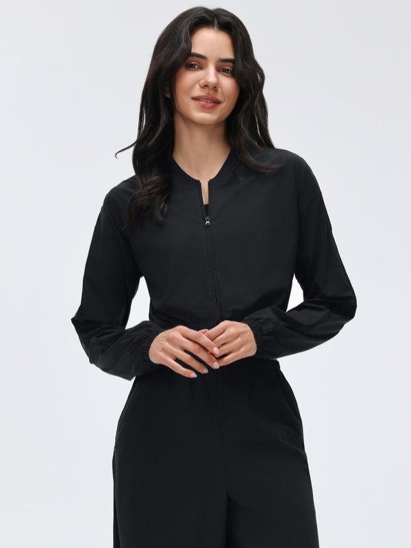 Flexvibe Women's Slim Waist Cropped Jacket, Lightweight Zip Up Outdoor Fitness Sports Coat
