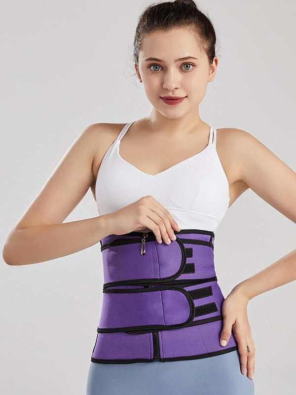 Flexvibe Waist Workout Sweat Belt - Steel Bone Zipper Adjustable Postpartum Fitness Shaper