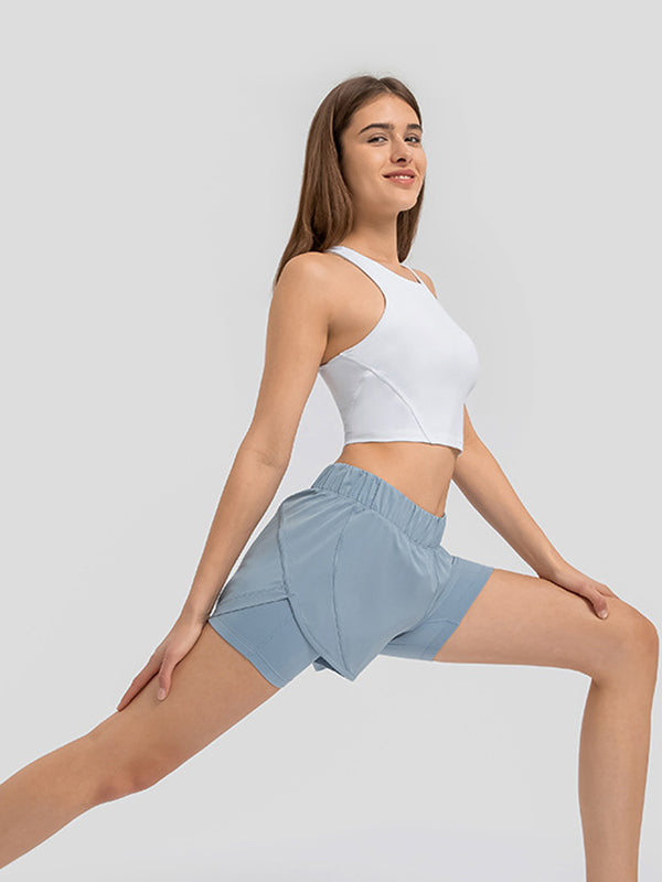 Flexvibe Barely-There Fitted Yoga Tank - Crew Neck Padded Cups High Elastic Moisture Wicking