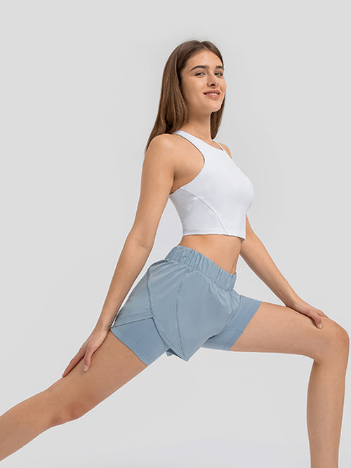 Flexvibe Barely-There Fitted Yoga Tank - Crew Neck Padded Cups High Elastic Moisture Wicking
