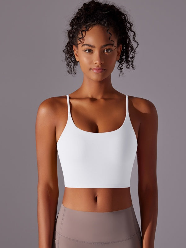 Flexvibe Double-Sided Nylon Sports Bra Semi-Fixed Cup High Elastic Tight Fit