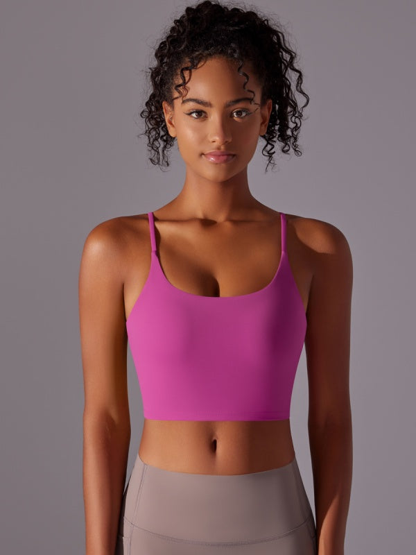 Flexvibe Double-Sided Nylon Sports Bra Semi-Fixed Cup High Elastic Tight Fit