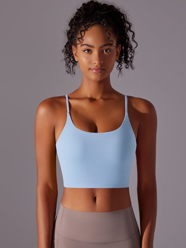 Flexvibe Double-Sided Nylon Sports Bra Semi-Fixed Cup High Elastic Tight Fit