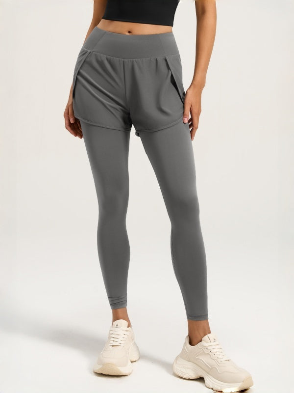 Flexvibe High-Waisted Fake Two-Piece Yoga Set - Buttery Soft Tummy Control with Pockets (Gym-Friendly)