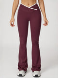Flexvibe High Waisted Crisscross Yoga Pants - Naked Feel Butt Lifting Wide Leg Flared Tummy Control
