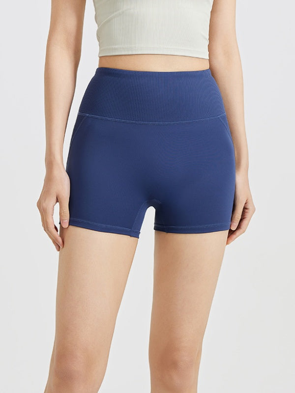 Flexvibe Striped High-Waisted Yoga Shorts - Tummy Control Butt Lifting Gym Fitness
