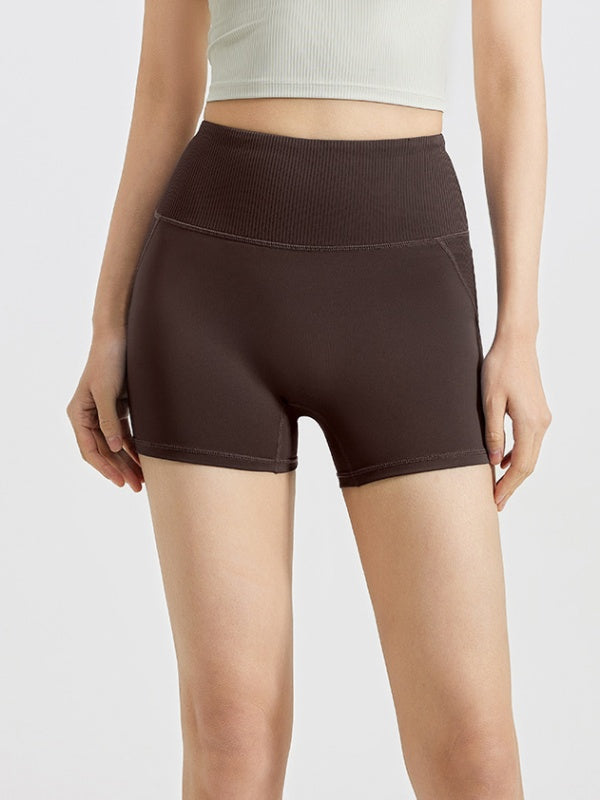 Flexvibe Striped High-Waisted Yoga Shorts - Tummy Control Butt Lifting Gym Fitness