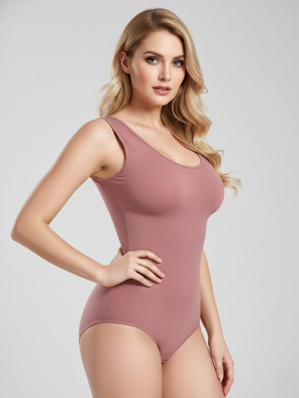 Flexvibe Snap Button Crotchless Bodysuit - Tummy Control Elastic Women’s Shapewear