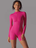 Flexvibe Women’s Yoga Fitness Bodysuit - Zip-Neck Slim-Fit Athletic Sportswear