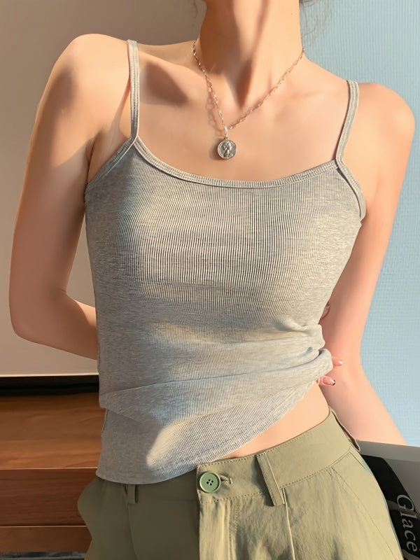 Slim-Fit Backless Camisole for Women - Thin Straps Crop Top, Seamless Bandeau Style for Layering & Outer Wear
