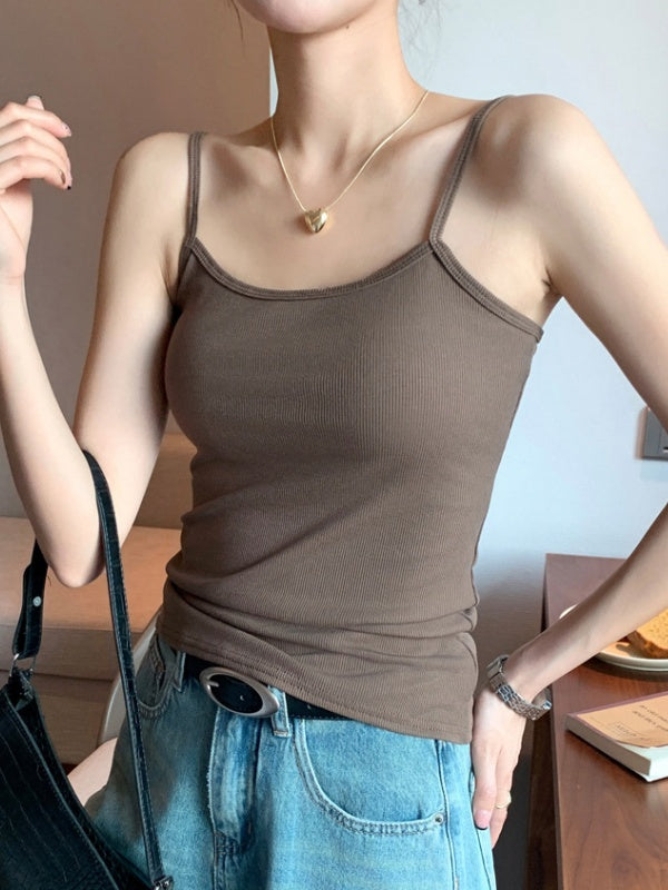 Slim-Fit Backless Camisole for Women - Thin Straps Crop Top, Seamless Bandeau Style for Layering & Outer Wear