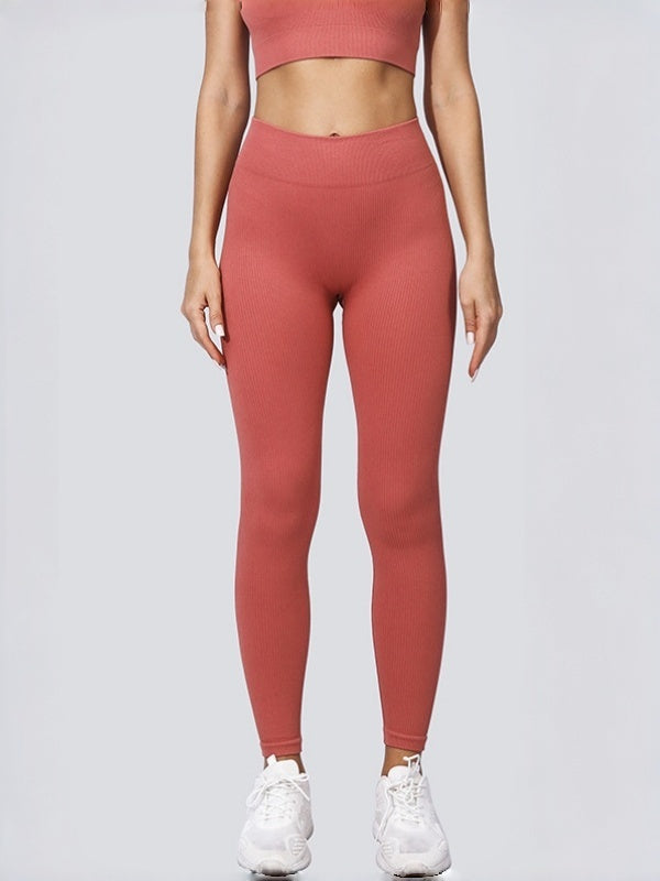 Flexvibe High Waisted Seamless Yoga Leggings - Fleece-Like Thin Stripes Naked Feel No Camel Toe