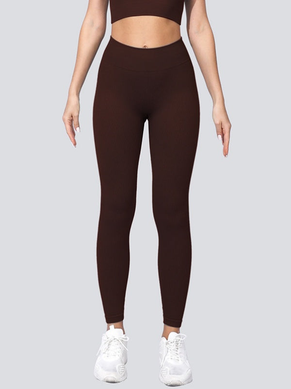 Flexvibe High Waisted Seamless Yoga Leggings - Fleece-Like Thin Stripes Naked Feel No Camel Toe