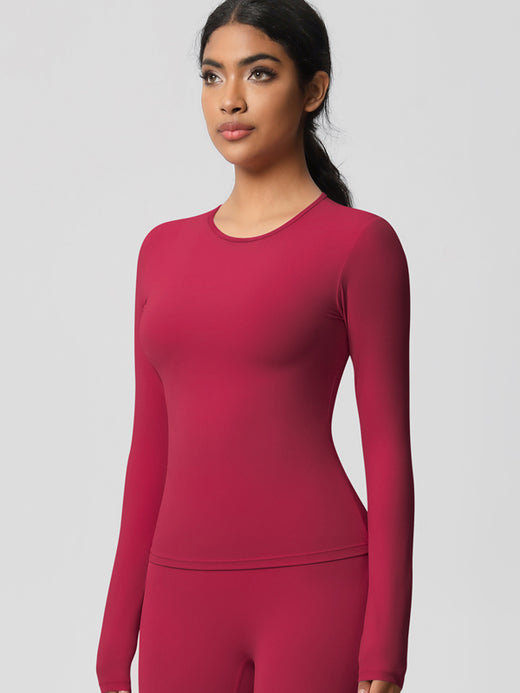 Flexvibe Double-Sided Brushed Long Sleeve Sports Top | Tight Fit, Moisture-Wicking, 10 Colors, S–XL