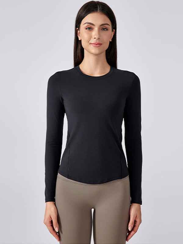 Flexvibe Buttery Soft Quick Dry Sports T-Shirt High Elastic Fitted Long Sleeve