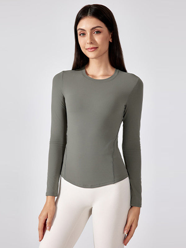 Flexvibe Buttery Soft Quick Dry Sports T-Shirt High Elastic Fitted Long Sleeve