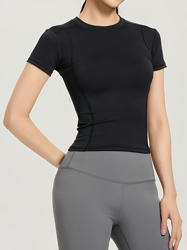 Flexvibe Quick Dry Sports T-Shirt Slim Fit Stretch Figure Flattering Crew Neck