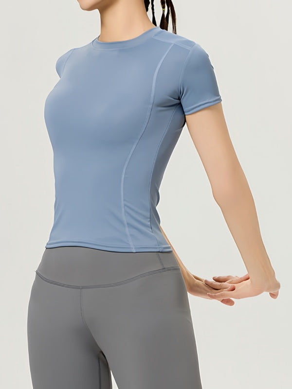 Flexvibe Quick Dry Sports T-Shirt Slim Fit Stretch Figure Flattering Crew Neck