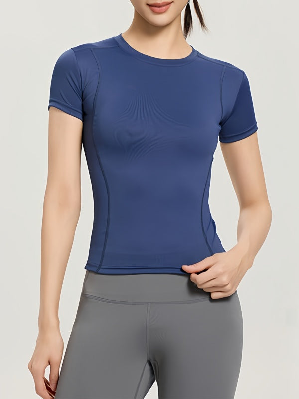 Flexvibe Quick Dry Sports T-Shirt Slim Fit Stretch Figure Flattering Crew Neck