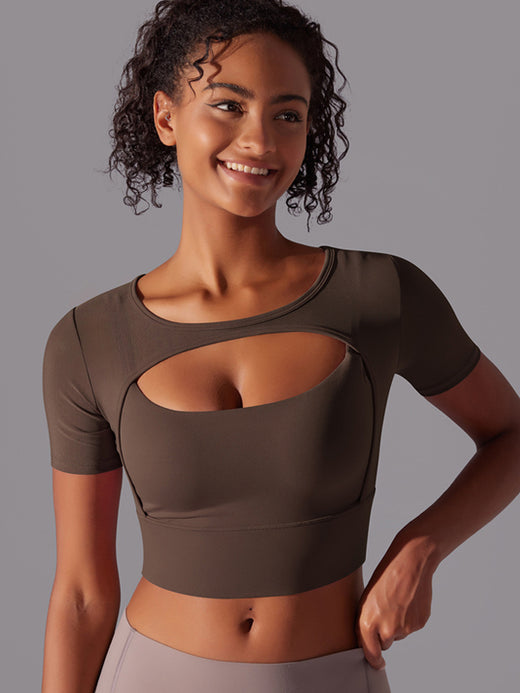 Flexvibe Color-Block Mesh Cropped Sports Top | Double-Layer, High-Elastic, 5 Colors, S–XL