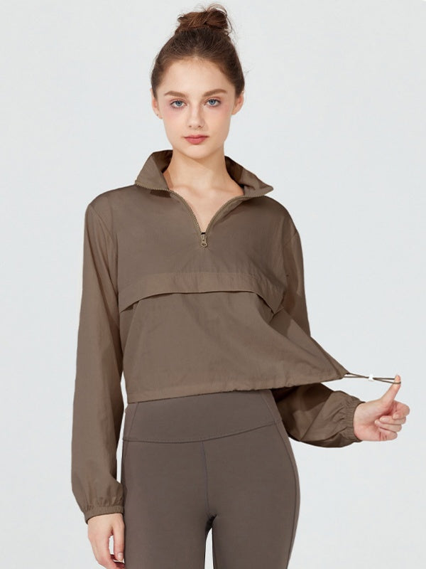 Flexvibe Women's Lightweight Windproof Sun Protection Jacket, Loose Yoga Sports Coat For Spring And Summer