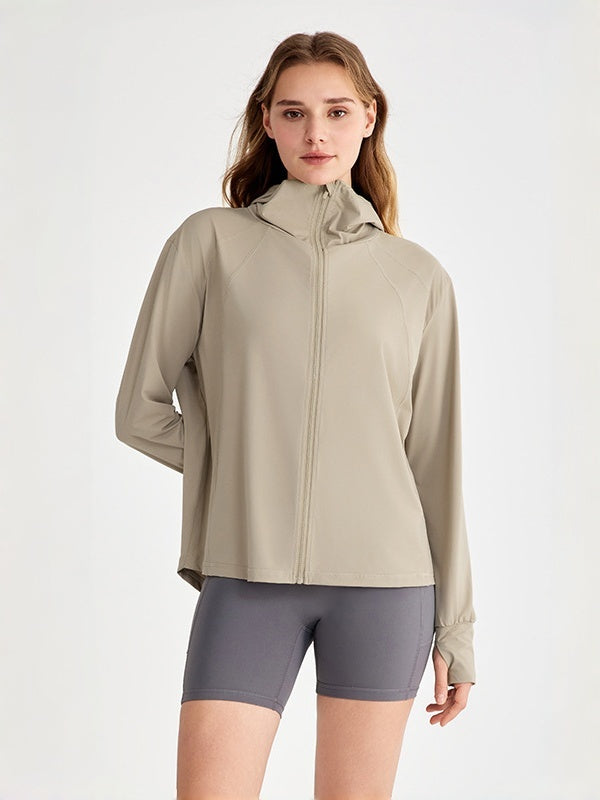 Flexvibe Women's UPF 50+ Sun Protection Hoodie Jacket, Lightweight Breathable Long Sleeve Sun Shirt, Loose Hip-Covering Cool Skin Coat with Pocket for Beach Hiking Outdoor Sports