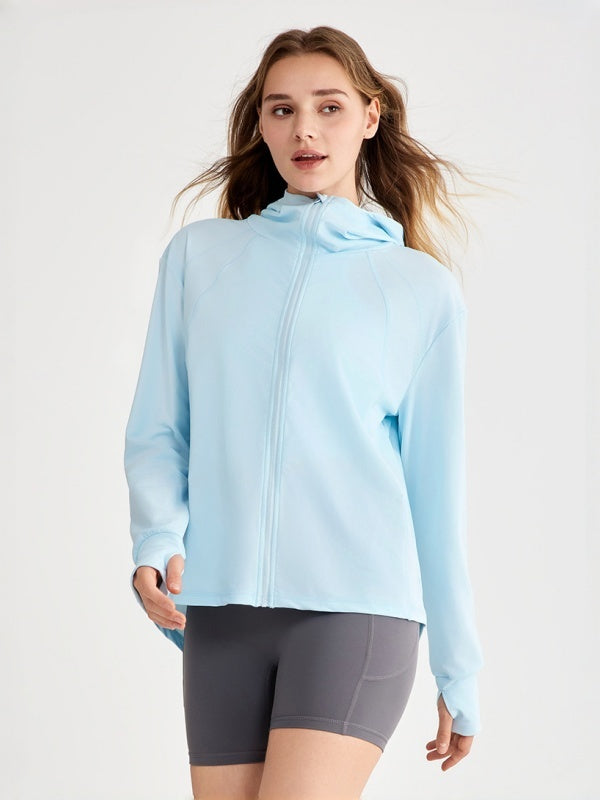 Flexvibe Women's UPF 50+ Sun Protection Hoodie Jacket, Lightweight Breathable Long Sleeve Sun Shirt, Loose Hip-Covering Cool Skin Coat with Pocket for Beach Hiking Outdoor Sports
