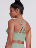 Flexvibe Brushed Cross Back Sports Bra High Support Breathable Removable Pads