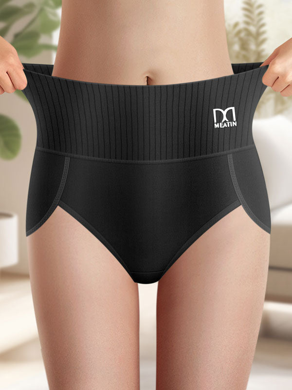 Flexvibe High-Waisted Women's Tummy Control Butt Lifting Underwear, Breathable Solid Color Shaping Briefs