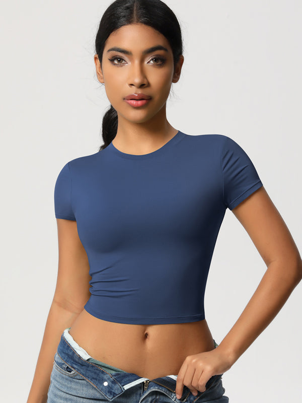 Flexvibe Double-Sided Nylon Sports T-Shirt - Quick Dry Slim Fit Breathable Short Sleeve